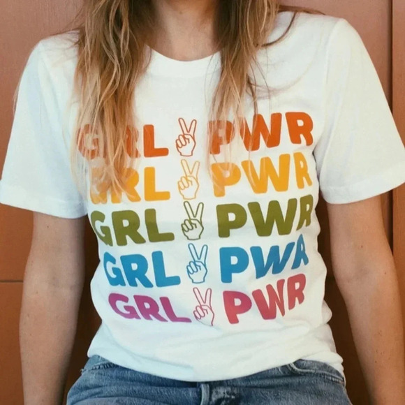 NEW! Sunday Fun “Girl Power” Rainbow Graphic Cotton Short Sleeve T-Shirt - Picture 5 of 10